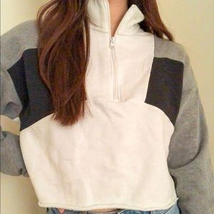 cropped cotton half zip